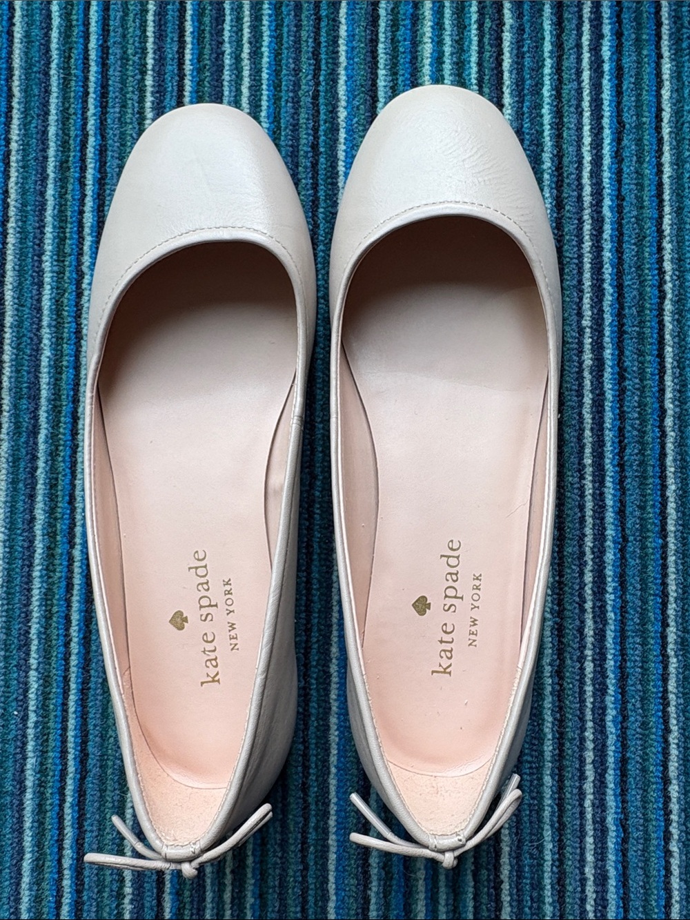 Like New- kate spade Pale Pink Leather Ballet Flats with Bow